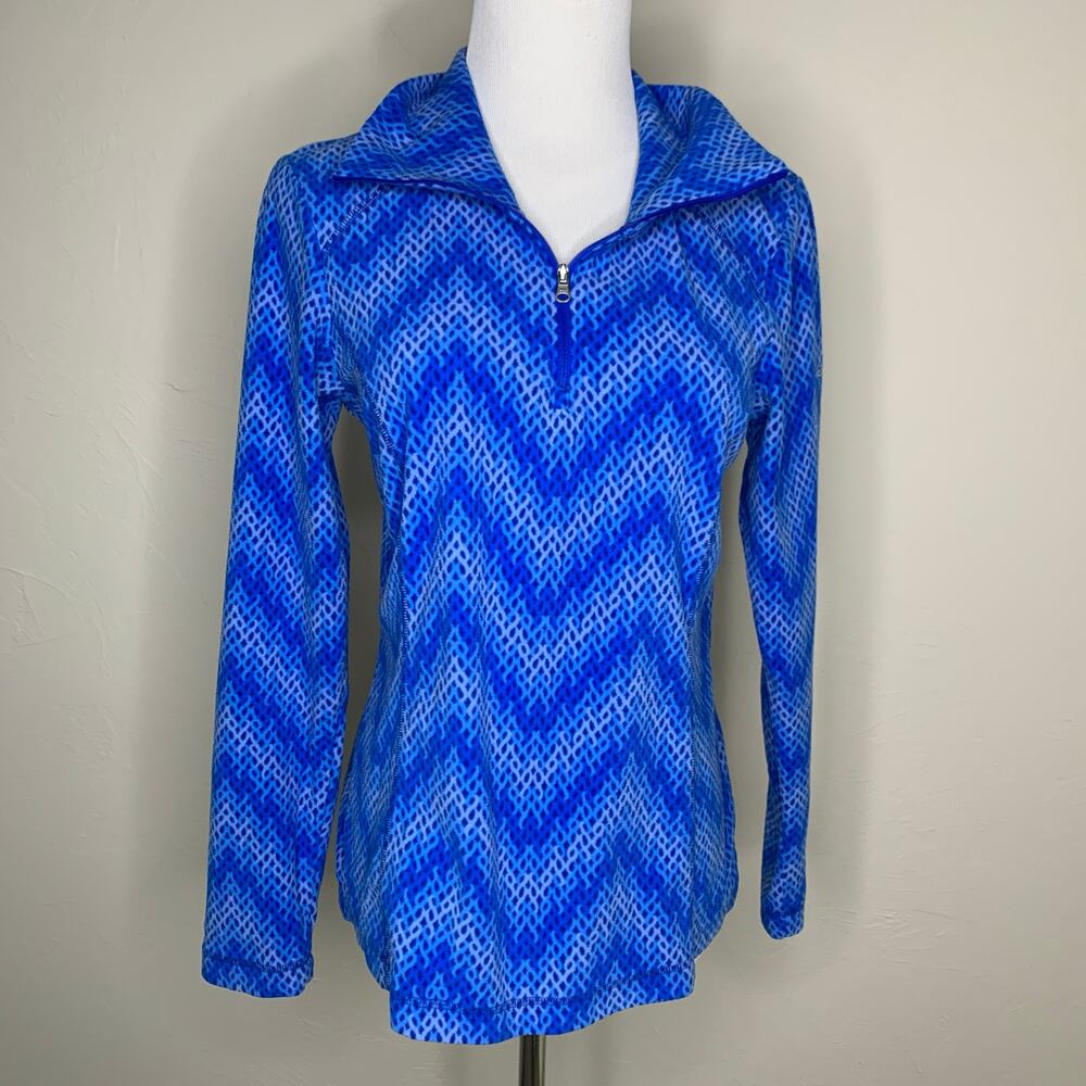 Columbia Blue 1/4 Zip Patterned Fleece Top Sz Small